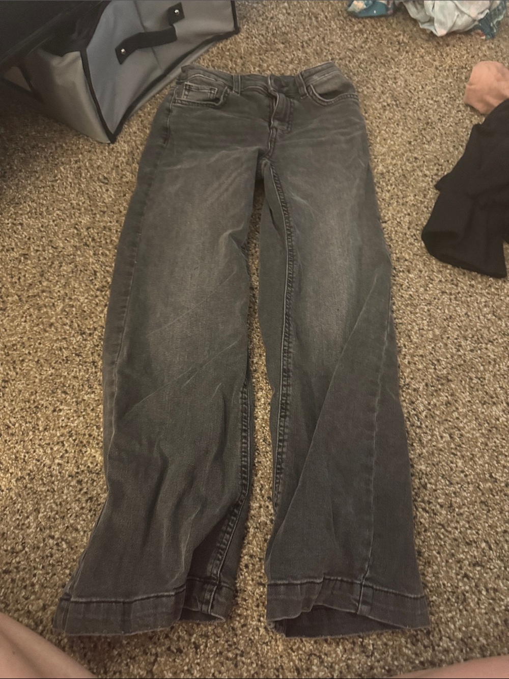 Childrens Washed Black Straight-Leg Jeans